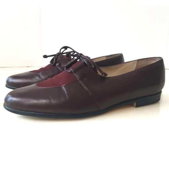 TROTTERS Amy Wine Leather | Suede Bow Tie Loafers Sz 8.5 - Picture 3 of 7
